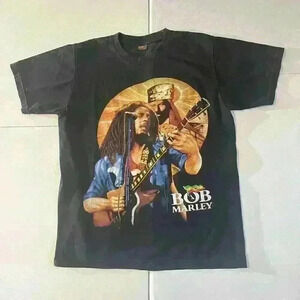 Vintage 90s Bob Marley T-Shirt Mens Rap Tee Rasta Front Back Large